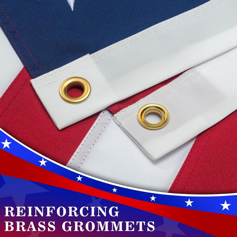 DANF FLAG High Wind American Flag for Outdoor 3x5 Ft - Heavy Duty US Flag with Embroidered Stars, Sewn Stripes & Brass Grommets All Weather Fade Resistant for Outside Use - Image 2